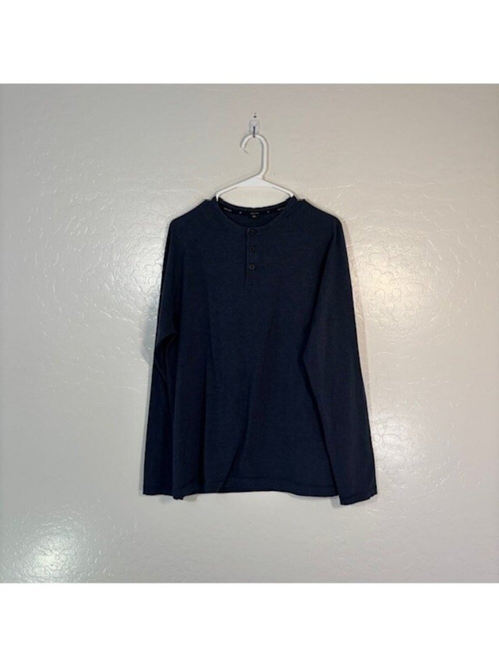 Public Rec Shirt Mens Medium Henley Long Sleeve Pima Cotton Stretch Navy